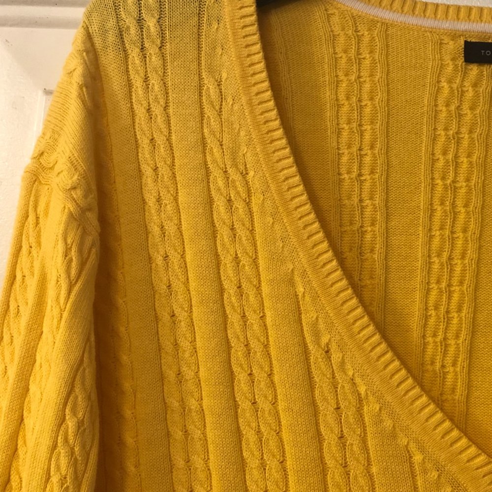 Tommy Hilfiger Sz 3X Women's Sweater Long Sleeve V-Neck Yellow Cable Cotton - Picture 4 of 8